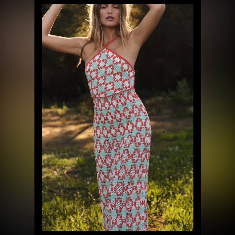 ❤️ Zara Red and White Maxi Dress
